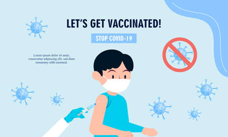 Flat vaccination campaign illustration vectorのイラスト素材