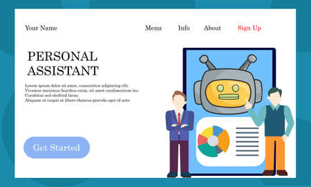 Online customer support, personal AI virtual assistant, internet IVR chat bot landing page concepts for website and mobile developmentのイラスト素材