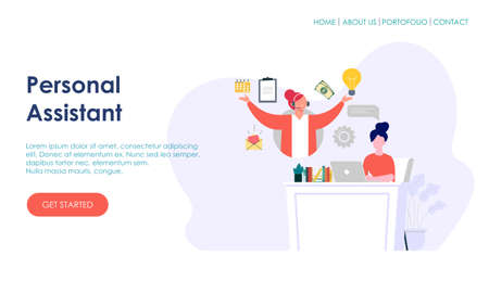 Online customer support, personal AI virtual assistant, internet IVR chat bot landing page concepts for website and mobile developmentのイラスト素材