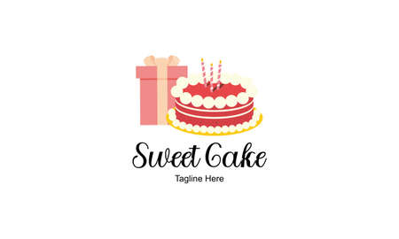 Birthday cake dessert, cake logo designのイラスト素材
