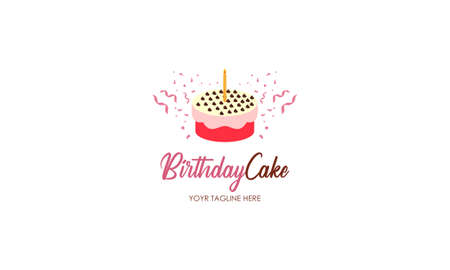 Birthday cake dessert, cake logo designのイラスト素材