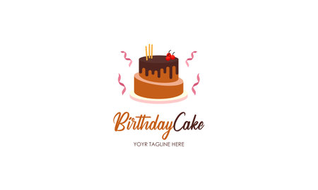 Birthday cake dessert, cake logo designのイラスト素材