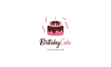 Birthday cake dessert, cake logo designのイラスト素材