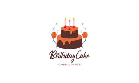 Birthday cake dessert, cake logo designのイラスト素材