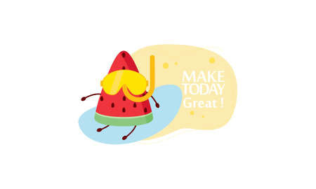 Cute summer fruits character cartoon with motivational text illustrationのイラスト素材
