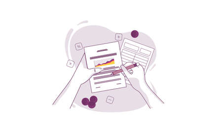 Financial data with hand concept illustrationのイラスト素材