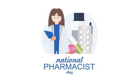 World Pharmacists Day. Doctor and pills logo conceptのイラスト素材