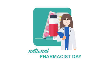 World Pharmacists Day. Doctor and pills logo conceptのイラスト素材