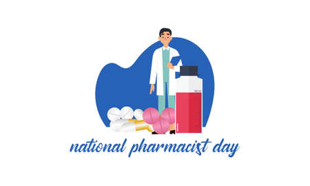 World Pharmacists Day. Doctor and pills logo conceptのイラスト素材