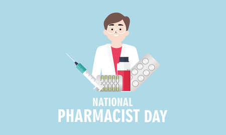 World Pharmacists Day. Doctor and pills logo conceptのイラスト素材