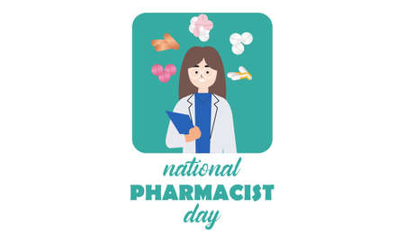 World Pharmacists Day. Doctor and pills logo conceptのイラスト素材