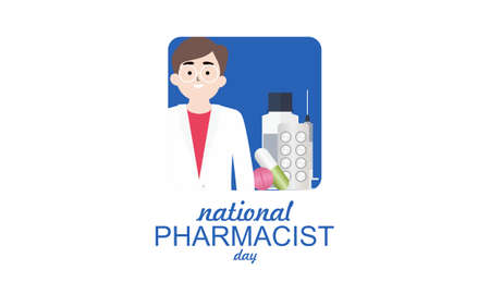 World Pharmacists Day. Doctor and pills logo conceptのイラスト素材