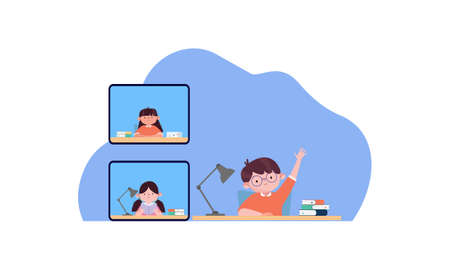 E-learning, online education concept illustrationのイラスト素材