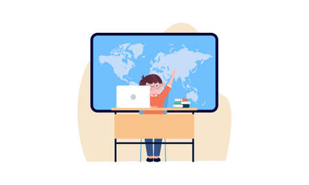 E-learning, online education concept illustrationのイラスト素材