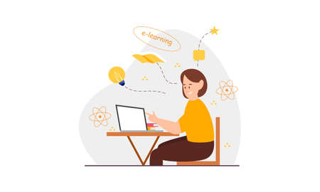 E-learning, online education concept illustration