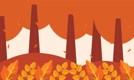 Flat design autumn background with colorful treesのイラスト素材