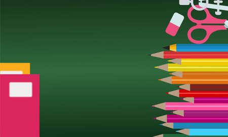 School poster with stationery and education supplies for children studyのイラスト素材