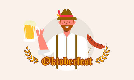 Hand drawn oktoberfest character illustrationのイラスト素材