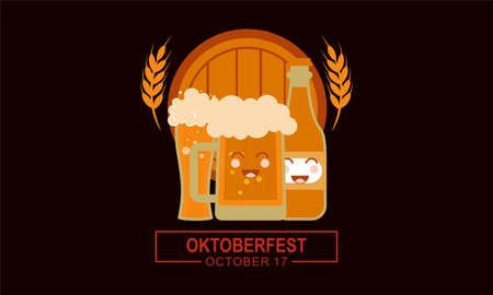 Flat oktoberfest illustration. Beer festival  designのイラスト素材
