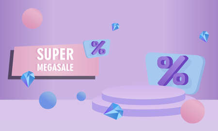 Colorful discount sale podium background