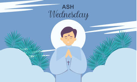 Flat ash wednesday cerebration concept illustrationのイラスト素材