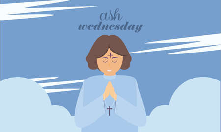Flat ash wednesday cerebration concept illustrationのイラスト素材