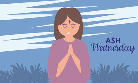 Flat ash wednesday cerebration concept illustrationのイラスト素材