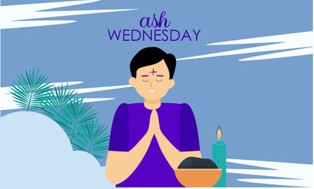 Flat ash wednesday cerebration concept illustrationのイラスト素材