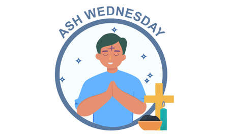 Flat ash wednesday cerebration concept illustrationのイラスト素材