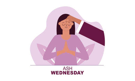 Flat ash wednesday cerebration concept illustrationのイラスト素材
