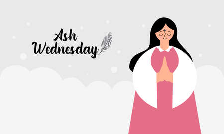 Flat ash wednesday cerebration concept illustrationのイラスト素材