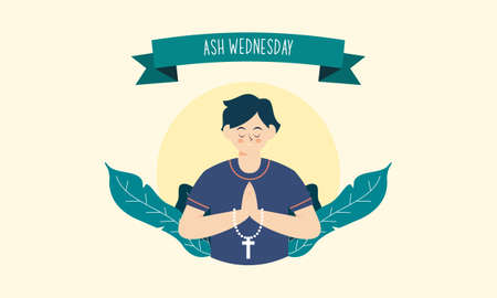 Flat ash wednesday cerebration concept illustrationのイラスト素材