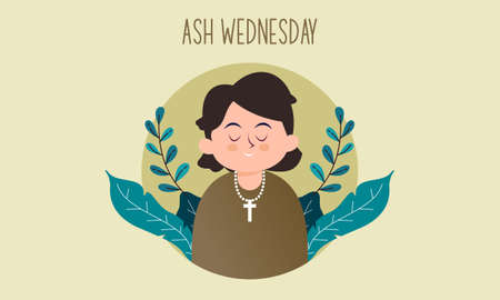 Flat ash wednesday cerebration concept illustrationのイラスト素材
