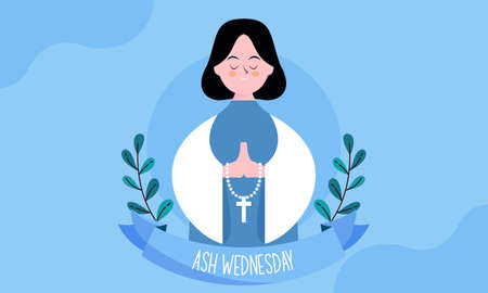 Flat ash wednesday cerebration concept illustrationのイラスト素材