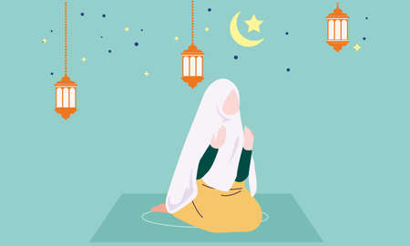 Islamic people prayer illustration vectorのイラスト素材