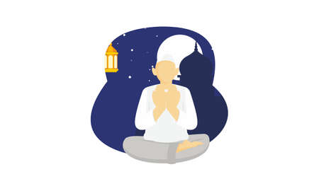 Islamic people prayer illustration vectorのイラスト素材