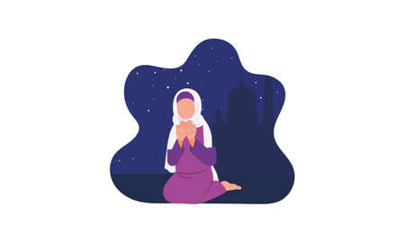 Islamic people prayer illustration vectorのイラスト素材