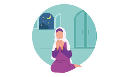 Islamic people prayer illustration vectorのイラスト素材