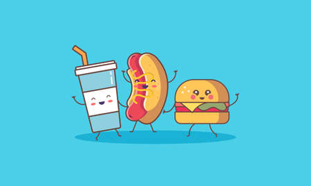 Cartoon fast food illustration vectorのイラスト素材