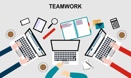 Business team strategy with keyboard illustrationのイラスト素材