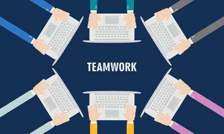 Business team strategy with keyboard illustrationのイラスト素材