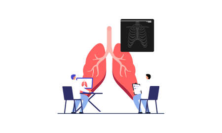 Respiratory medicine pulmonology healthcare concept illustrationのイラスト素材
