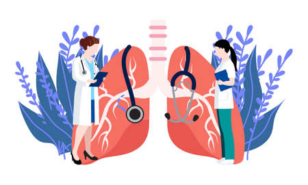 Respiratory medicine pulmonology healthcare concept illustrationのイラスト素材