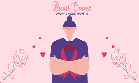 Breast cancer awareness month concept illustrationのイラスト素材
