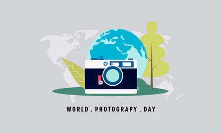 Hand drawn world photography day illustrationのイラスト素材
