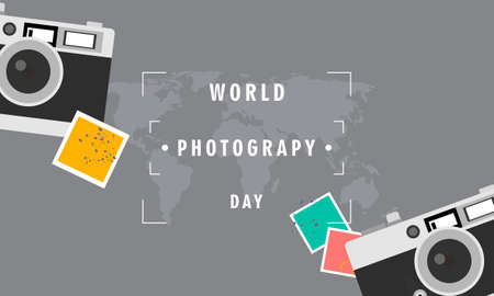 Hand drawn world photography day illustrationのイラスト素材
