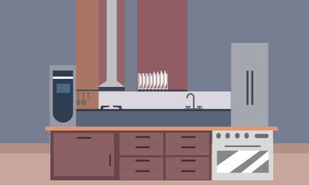 Interior modern kitchen room minimalist logoのイラスト素材