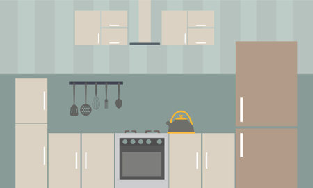 Interior modern kitchen room minimalist logoのイラスト素材