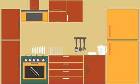 Interior modern kitchen room minimalist logoのイラスト素材