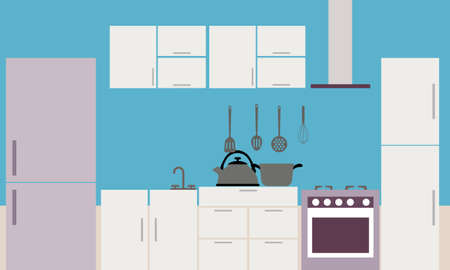 Interior modern kitchen room minimalist logoのイラスト素材